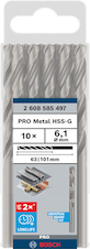 Vrták do kovu PRO Metal HSS-G standardní délky, 6,1 × 63 × 101 mm, 10 ks
