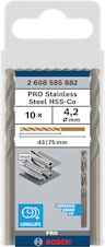 Vrták do kovu PRO Stainless Steel HSS-Co, 4,2 × 43 × 75 mm, 10 ks