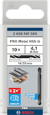 Oboustranný vrták do kovu PRO Metal HSS-G, 4,1 × 14 × 55 mm, 10 ks
