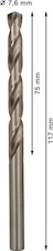 Vrták do kovu PRO Metal HSS-G standardní délky, 7,6 × 75 × 117 mm, 10 ks