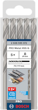 Vrták do kovu PRO Metal HSS-G standardní délky, 8 × 75 × 117 mm, 5 ks