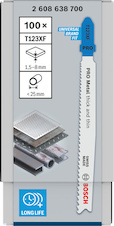 Pilový plátek pro přímočaré pily PRO Metal thick and thin T123XF, 100 mm, 100 ks