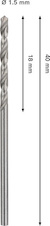 Vrták do kovu PRO Metal HSS-G, 1,5 × 18 × 40 mm
