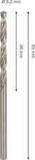 Vrták do kovu PRO Metal HSS-G, 3,2 × 36 × 65 mm