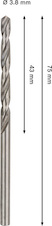 Vrták do kovu PRO Metal HSS-G, 3,8 × 43 × 75 mm
