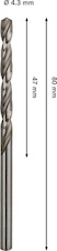 Vrták do kovu PRO Metal HSS-G, 4,3 × 47 × 80 mm