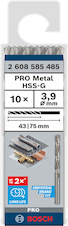 Vrták do kovu PRO Metal HSS-G standardní délky, 3,9 × 43 × 75 mm, 10 ks