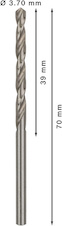 Vrták do kovu PRO Metal HSS-G standardní délky, 3,7 × 39 × 70 mm, 10 ks