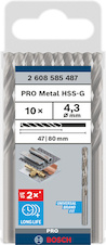 Vrták do kovu PRO Metal HSS-G standardní délky, 4,3 × 47 × 80 mm, 10 ks