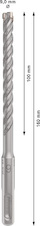 Vrták do betonu PRO SDS plus-5X, 9 × 100 × 160 mm