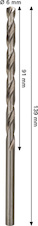 Vrták do kovu PRO Metal HSS-G dlouhý, 6 × 91 × 139 mm, 5 ks