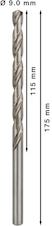 Vrták do kovu PRO Metal HSS-G dlouhý, 9 × 115 × 175 mm, 5 ks