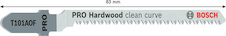 Pilový plátek pro přímočaré pily s obrácenými zuby PRO Hardwood clean curve T101AOF, 83 mm, 5 ks