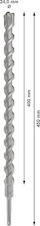 Vrták do betonu PRO SDS plus-5X, 24 × 400 × 450 mm