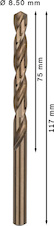 Vrták do kovu PRO Stainless Steel HSS-Co, 8,5 × 75 × 117 mm, 5 ks