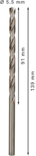 Vrták do kovu PRO Metal HSS-G dlouhý, 5,5 × 91 × 139 mm, 5 ks