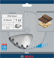 Pilový kotouč PRO Wood pro okružní pilu, 130 × 2,4 × 20 mm, T20