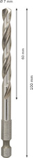 Středicí vrták PRO Pilot Drill Bit, rychlovýměnný systém děrovek HSS-G Quick Change 6,35 × 100 mm