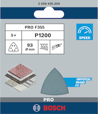 Brusný papír PRO F355, 93 mm, G1200, 5 ks