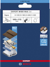 Sada ručních brusných sítí EXPERT W480 Web 1/4, 115 × 140 mm, G120 (3×); G180 (3×); G240 (2×); G320 (1×), 9 ks