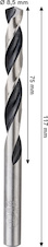 Vrták do kovu Metal HSS, 8,5 × 75 × 117 mm, stopka CYL