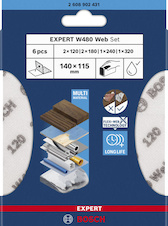 Sada ručních brusných sítí EXPERT W480 Web 1/4, 115 × 140 mm, G120 (2×); G180 (2×); G240 (1×); G320 (1×), 6 ks