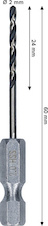 Vrták do kovu Metal HSS, 2 × 24 × 60 mm, zúžená stopka HEX ¼"