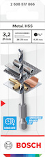 Vrták do kovu Metal HSS, 3,2 × 36 × 75 mm, zúžená stopka HEX ¼"
