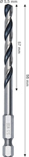 Vrták do kovu Metal HSS, 5,5 × 57 × 98 mm, zúžená stopka HEX ¼"