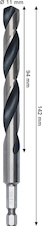 Vrták do kovu Metal HSS, 11 × 94 × 142 mm, zúžená stopka HEX ¼"