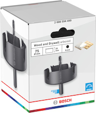 Děrovka na dřevo a sádrokarton s upínacím krkem, 75 x 25 mm