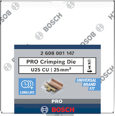 Lisovací matrice PRO, U25 CU, 25 mm², měď