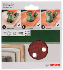 6dílná sada brusných papírů pro excentrické brusky 125 mm
