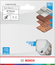 Diamantový řezací kotouč Multi Material turbo, 115 x 22,23 x 7 mm