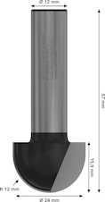 Žlábkovací fréza PRO, R 12, stopka 12 mm