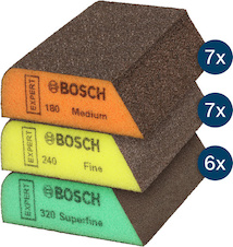 Kombinovaná brusná houba EXPERT S470, 69 × 97 × 26 mm, 7× střední, 7× jemná, 6× velmi jemná, 20 ks