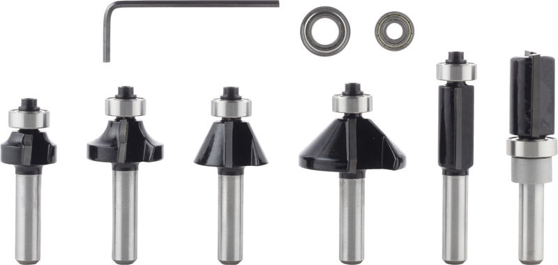 Sada ohraňovacích fréz PRO, stopka 8 mm, 6 ks