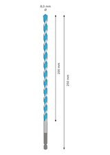 Vrták EXPERT HEX-9 Multi Construction, 8 × 200 × 250