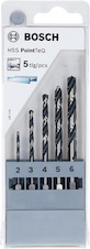 5dílná sada spirálových vrtáků HSS PointTeQ Hex 2–6 mm