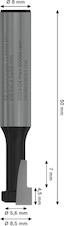 Frézana cylindrické drážky PRO Keyhole, R 8,5 × Ø 5,6, stopka 8 mm