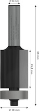 Zarovnávací fréza se spodním ložiskem PRO, Ø 19 × D 25,4, stopka 8 mm