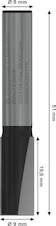 Drážkovací fréza PRO, dva břity, Ø 9 × D 19,6, stopka 8 mm