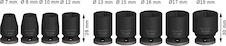 Sada PRO Impact Socket Set, ⅜″, standardní, 9 ks