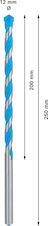 Víceúčelový vrták EXPERT CYL-9 MultiConstruction, 12 × 200 × 250 mm