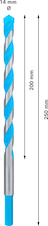 Víceúčelový vrták EXPERT CYL-9 MultiConstruction, 14 × 200 × 250 mm