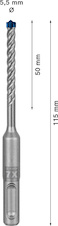 Vrták do kladiv EXPERT SDS plus-7X, 5,5 × 50 × 115 mm