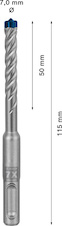Vrták do kladiv EXPERT SDS plus-7X, 7 × 50 × 115 mm