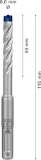 Vrták do kladiv EXPERT SDS plus-7X, 8 × 50 × 115 mm