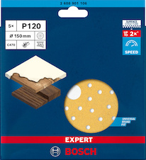 Brusný papír EXPERT C470 s více otvory pro vibrační brusky 150 mm, G 120 5 ks