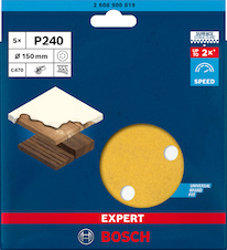 Brusný papír EXPERT C470 s 6 otvory pro vibrační brusky 150 mm, G 240, 5 ks